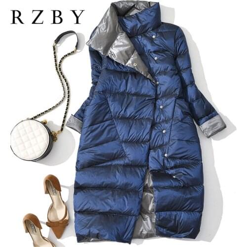 5XL Double-sided winter down jacket women mid-length 2020 new thick white duck down over the knee coat пуховик женский зимний