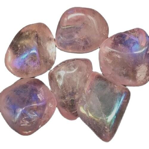 6Pcs Natural Healing Mineral Specimen Rose Pink Tumbled Crystal And Stones Auras For Decor