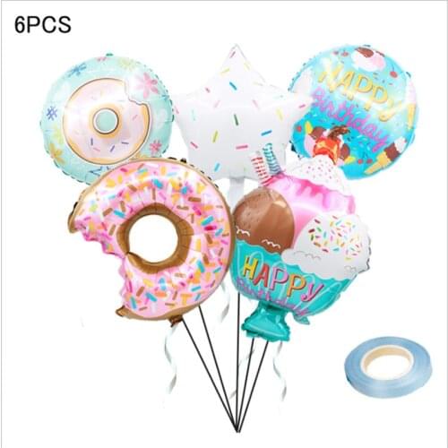 6PCS New Hot Selling Doughnut Aluminum Film Shape Balloon Ice Cream Cup Balloon Birthday Party Decoration Balloon Children Toy