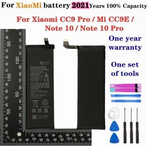 2021 100% Capacity High Quality BM52 5260mAh Battery For Xiaomi CC9 Pro / Mi CC9E / Note 10 / Note 10 Pro Battery + tools