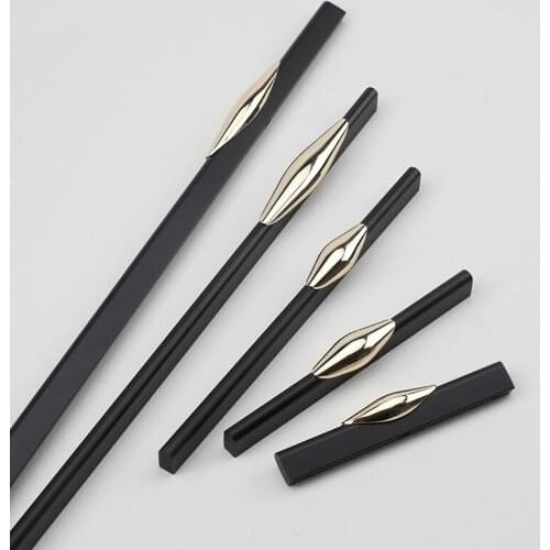 Aluminum Furniture Wardrobe Drawer Handle Black Luxury Nordic Instagram Kitchen Cupboard Door Pull Dresser Metal Hardware Knob