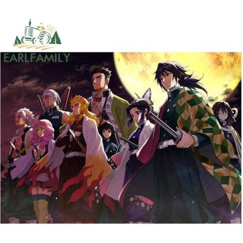 EARLFAMILY 13cm x 9.2cm Auto Anime Car Stickers for Demon Slayer Poster Waterproof Decals JDM VAN Fashion Waterproof Car Wrap