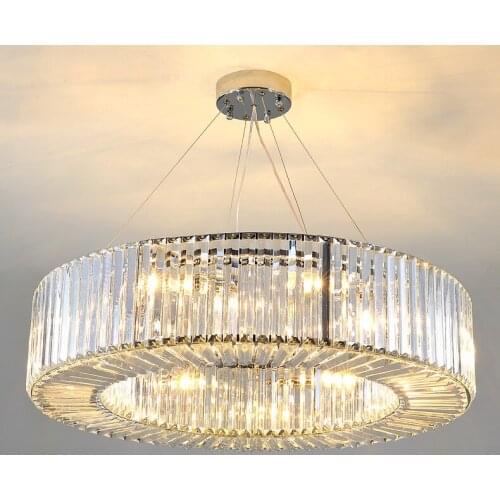 Free Shipping D60cm/D80cm Luxury European Top K9 Clear Crystal Pendant Light Hotel Hall Living Room Dining Room AC LED Lights