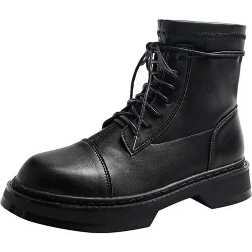 Black Martin Boots Womens 2021 New Thin Boots Middle Heel Elastic Short Boots Womens Spring And Autumn Girls Boots