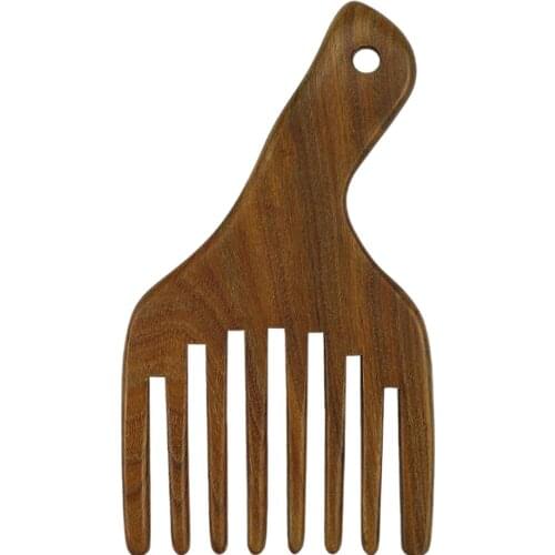 Wooden Hair Pick, Natural Wide Tooth Wood Comb for Curly Hair, No Static Sandalwood Wooden Comb for Detangling