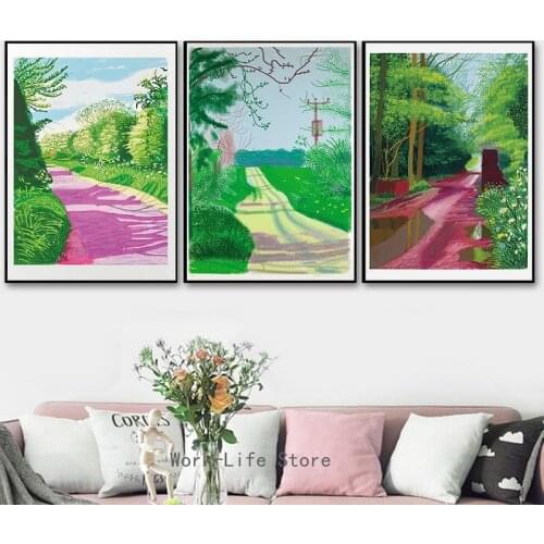 David Hockney from The Arrival of Spring in Woldgate Wall Art Canvas Painting Print Poster For Living Room Home Decor No Frame