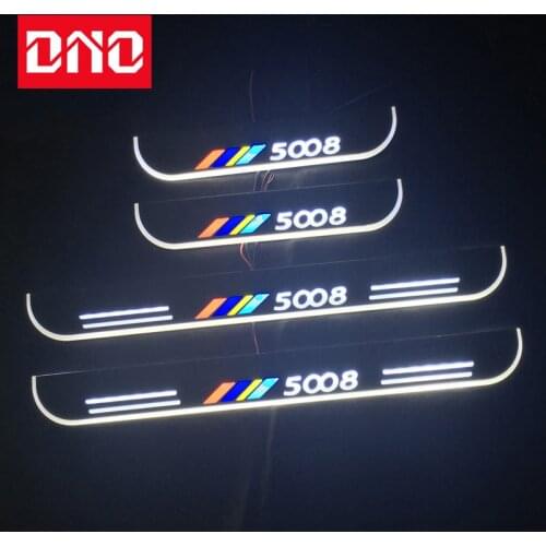 DNO Trim Pedal LED Car Light Door Sill Scuff Plate Pathway Dynamic Streamer Welcome Lamp For Peugeot 5008 2017 2018 2019