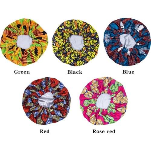Stretch Print Elastic Shower Cap Waterproof Shower Cap Reusable Exquisite Fashionable Bright Printing
