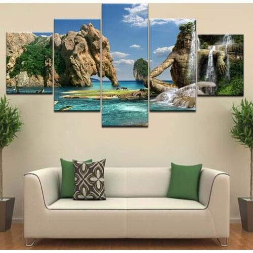 Naturally Beautiful Places In India Landscape 5 Panel HD Print wall posters Canvas Art Painting For home living room decoration