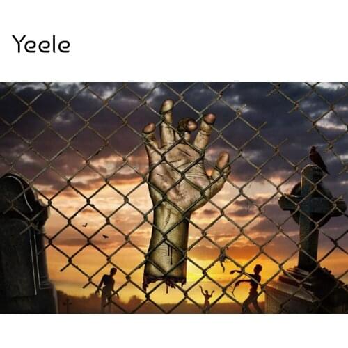 Yeele Halloween Photocall Backdrop For Photography Barbed Wire Ghost Hand Grave Zombie Scene Portrait Background Photo Studio