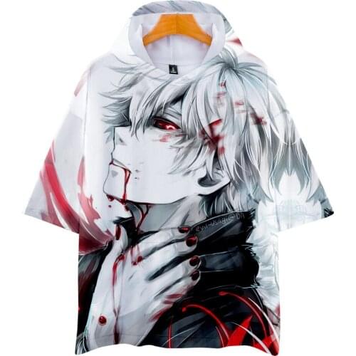 Anime Tokyo Ghoul Hooded T Shirt for Men Women Kid Tshirt with Hood Japanese Style Summer Short Sleeve Hoodie Tee Top Clothes
