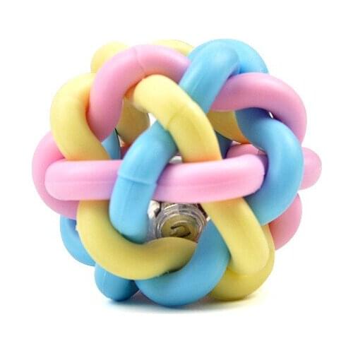 Pet Toys Macaron Rubber Chew Toy Ball with Colorful Bell Bite-Resistant Clean Dog Chew Puppy Training Dog Toys for Small Dogs