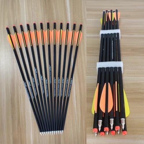 12PCS Crossbow Carbon Arrow 16"20" Archery Arrows Carbon Arrow Spine 400 For Crossbow Hunting and Shooting