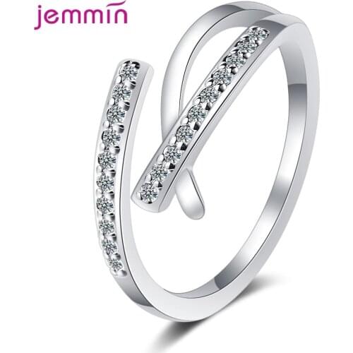 Women 2020 925 Sterling Silver New Rings Shinning AAA Zircon Cross Open Ring Adjustable Jewelry Bijoux Gift