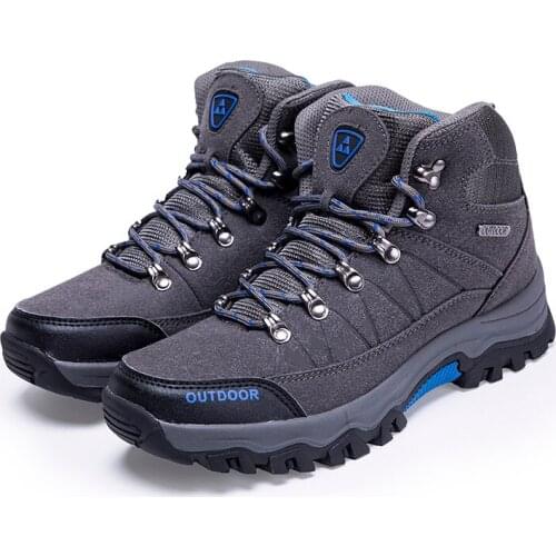 New Hiking Shoes Men PU Leather Breathable Waterproof Anti-skid Sneakers Outdoor Camping Climbing Trekking Travel Sports Boots