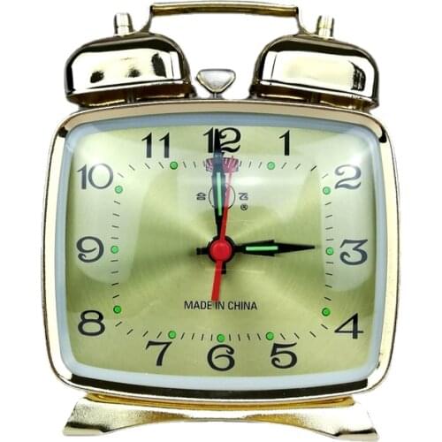 Metal Mechanical Alarm Clock Clockwork Vintage Bedside Table Clock Silent Gold Clocks Chick Pecking Rice Antiques Luxury Decor