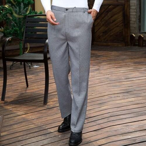 Hotel men working trousers chef trousers jeans shop chef stripes work clothes chefs clothes plaid summer pants