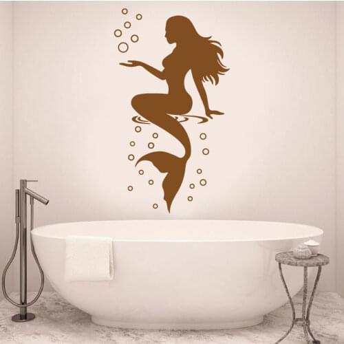 Mermaid bathroom wall stickers fairy tale seaside holiday house childrens room door glass bathroom decoration vinyl decals 20
