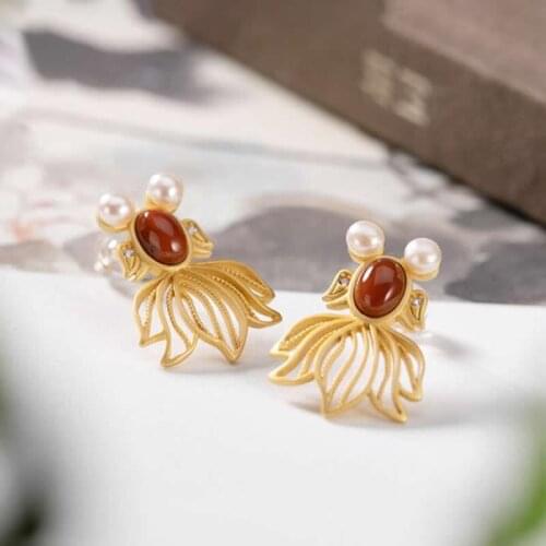 New Arrival S925 Silver Earrings Women Goldfish Stud Earrings Fashion Earrings