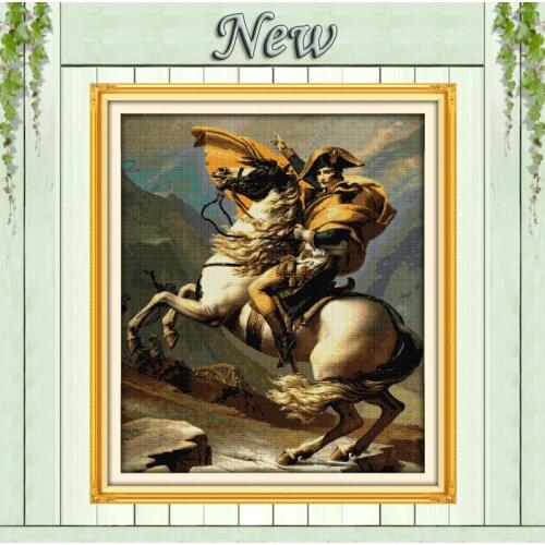 Napoleon & Horse Portrait Painting Drawing counted print on fabric DIY 14CT 11CT DMC Cross Stitch kits Needlework Set Embroidery