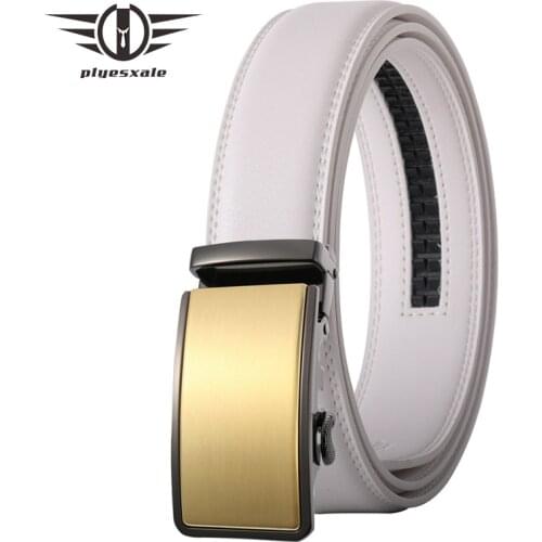 Genuine Leather Belts For Men High Quality Luxury 35mm Width Trouser Strap Male Fashion Belt With Gold Automatic Buckle B525