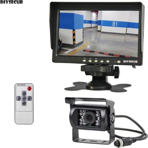 DIYSECUR AHD 7inch LCD Backup Monitor Rear View Monitor Waterproof Night Vision 960P AHD Rear View Camera for Bus Houseboat Truc