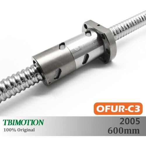 TBI C3 C5 2005 Ball screw 5mm lead 600mm with DFUR2005 OFUR2005 Ballnut CNC anti backlash Double nut High Precision CNC end mach