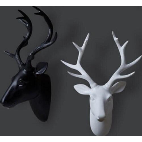 Europe Style Series of Black and White Deer Head Hanging Animal Head Mural Wall Hangings Wall Decor Home Decoration Accessories