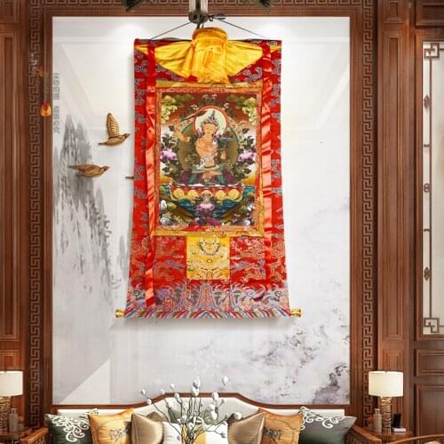 High grade Buddhism Thangka HOME altar WALL Decor ART silk Bodhisattva Manjusri Buddha Thang-ga painting Buddhist large size