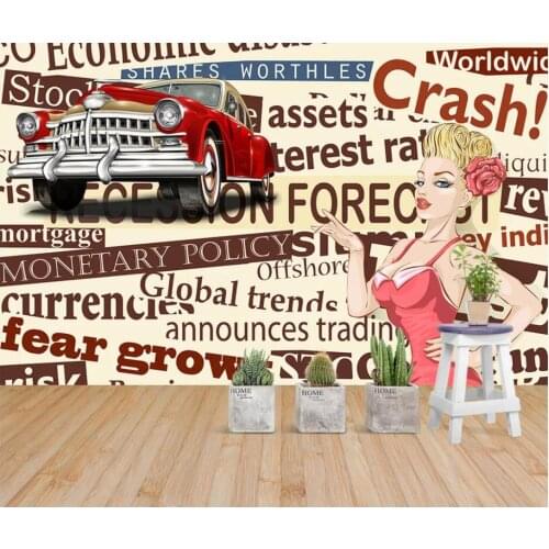 WDBH Custom photo mural 3d wallpaper Nostalgic English alphabet beauty car tooling decor 3d wall mural wallpaper for living room