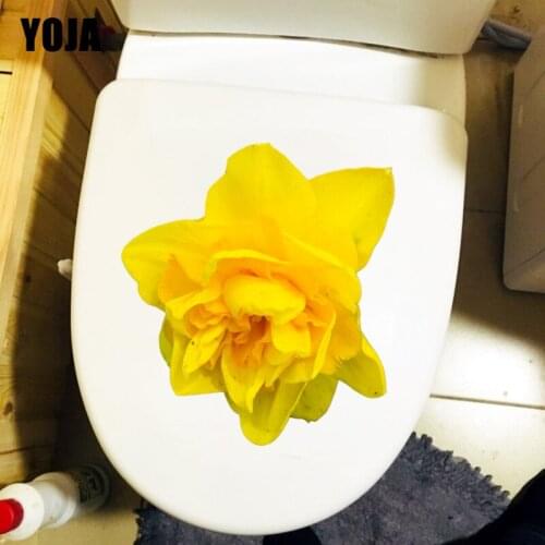 YOJA 20.5X22.4CM Beautiful Yellow Flowers Living Room Wall Sticker Toilet Decal House Decoration T1-1899