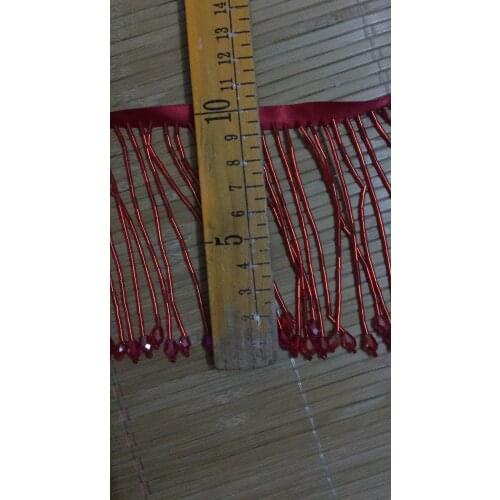 Stock tassel 10yards/bag ym186# Ribbon in 10 cm red pearl tube pendant for sawing dress fringe trim alibaba express