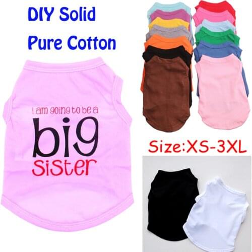 XS-3XL Summer Pure Cotton Blank Dog Vest Soft Cozy Bottoming Shirts for Chihuahua Pitbull DIY Pet Clothes for Small Large Dogs