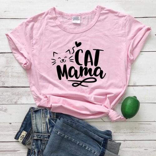 Cat Mama graphic women fashion pure cotton casual camiseta rosa feminina t shirt mother days gift cute aesthetic gift tee M029