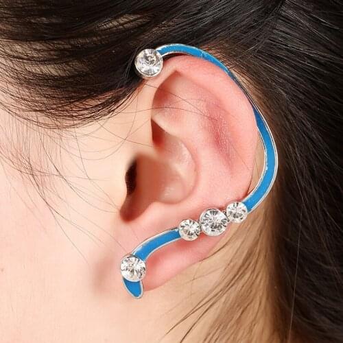 Punk style women glow ear hook earrings Rhinestone Snake shape clip earrings ear cuff fashion jewelry ear ornaments for girls
