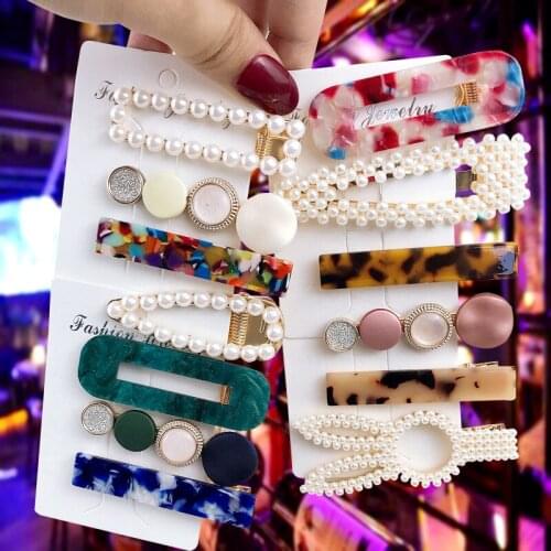 2020 Sweet Simulated-pearl Hair Clips & Pins For Women Girls Fashion Female Hair Clip Set Headwear Barrette Hair Accessories Set