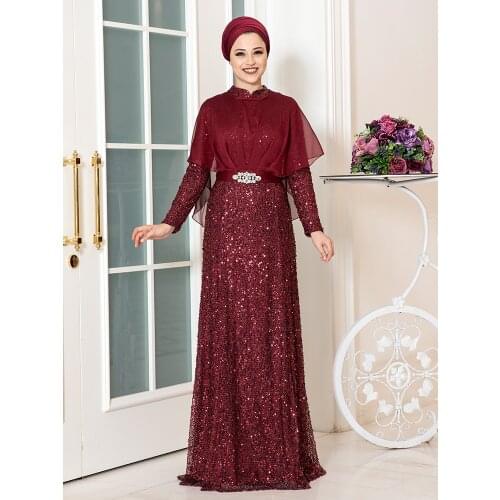 Women Hijab Evening Dress Invitation Abaya Special Design Luxury Cape Plus Size Modern Elegant High Quality Turkish Made Shining