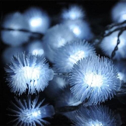 1.5M 10Leds LED Snow Pompon Fairy String Light For Christmas Tree Party Wedding Garden Home Decoration DIY Artificial Snowflakes