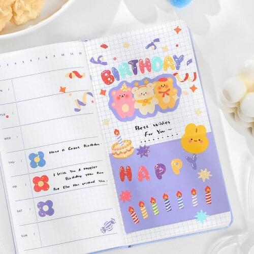 1PC Kawaii Bear Family Animal Diary Deco Kawaii Stationery Supplies Plant Stickers Junk Journal Scrapbooking Label Stickers