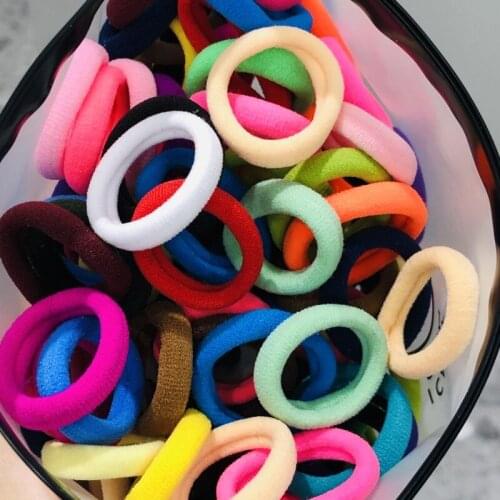 100Pcs Girls Colorful Nylon Elastic Hair Bands Children Ponytail Holder Scrunchie Headband Kids Women Hair Accessories