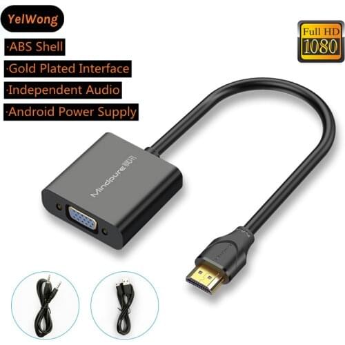 1080P HDMI-Compatible to VGA Adapter Digital to Analog Converter Cable For Xbox PS4 PC Laptop HD TV Box with Audio Power Supply