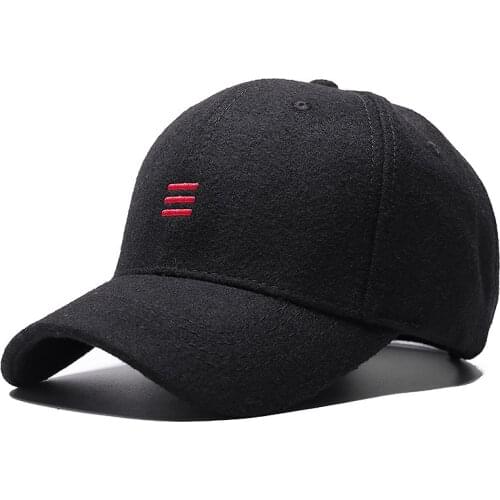 2019 Autumn and Winter Large Size Baseball Caps Old Men Warm Wool Hat Big Head Man Plus Size Felt Snapback Cap 55-60cm , 60-65cm