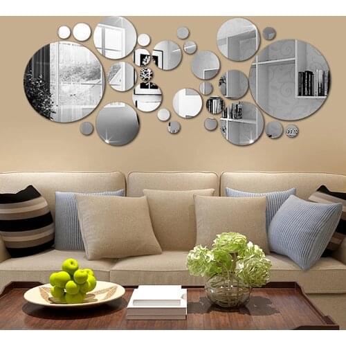 26pcs 3D Mirror Wall Sticker DIY Wall Stickers TV Background Living Room Home Decoration Bathroom mirror Decorative Stickers