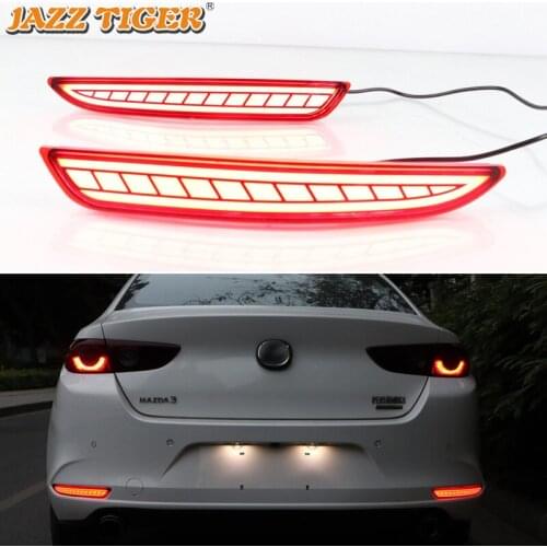 3-in-1 Functions Car LED Rear Fog Lamp Brake Light Turn Signal Light Bumper Decoration Lamp For Mazda 3 Sedan 2020 2021