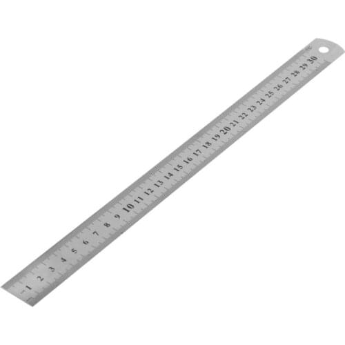 30CM 12" Stainless Steel Pocket Pouch Metric Metal Ruler Measurement Double Sided