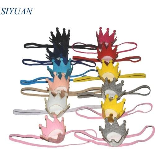 48pcs/lot You Pick Color Skiny Elastic Headband with Felt Crown Non-woven Hair Accessories Photography Props FD259