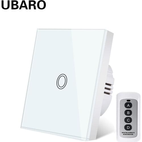 UBARO EU/UK Wireless Remote Control Switch Black Crystal Glass Panel Smart Home Wall Light Lamp Controller Switches 1/2/3 Gang