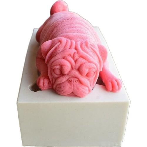 Big Bulldog Cake Mold Pudding Chocolate Soap Making Silicone Molds DIY 3D Dog Soap Mold K694