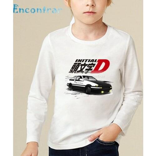 Children Japanese Anime Initial D Drift AE86 Print T shirt Baby Boys Girls Long Sleeve Tops Kids Casual Funny Clothes,LKP2419