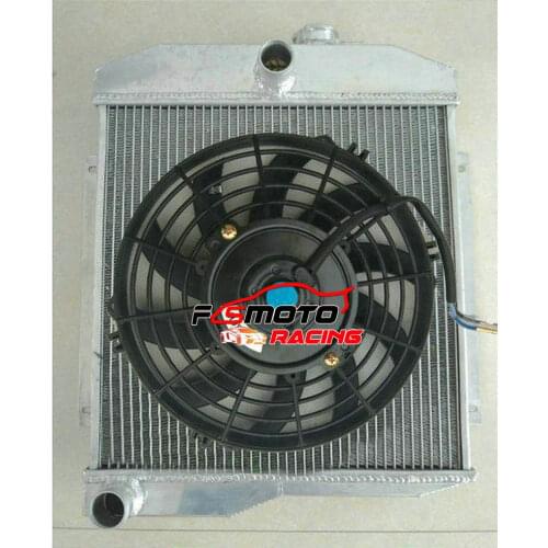 Aluminum Radiator+FAN For Jeep Wrangler Willys CJ3 CJ5/5A CJ6/6A DJ5 DJ6 2.2/3.7/4.2/5.0L 134 1955-1971 MT 1-Ton CJ CJ-5 CJ-6 DJ